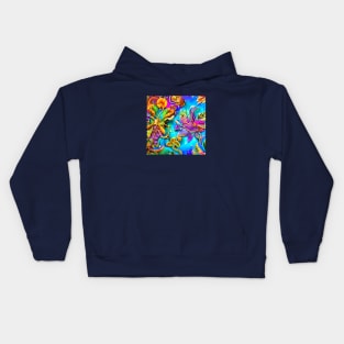 Whimsical Tropical Flowers Kids Hoodie